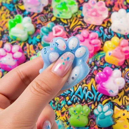 10Pcs Mini Cute Cat Claw Squishy Fidget Toys Plush Stress Relief Pinch Toys for Halloween Christmas Party Favors Goodie Bag