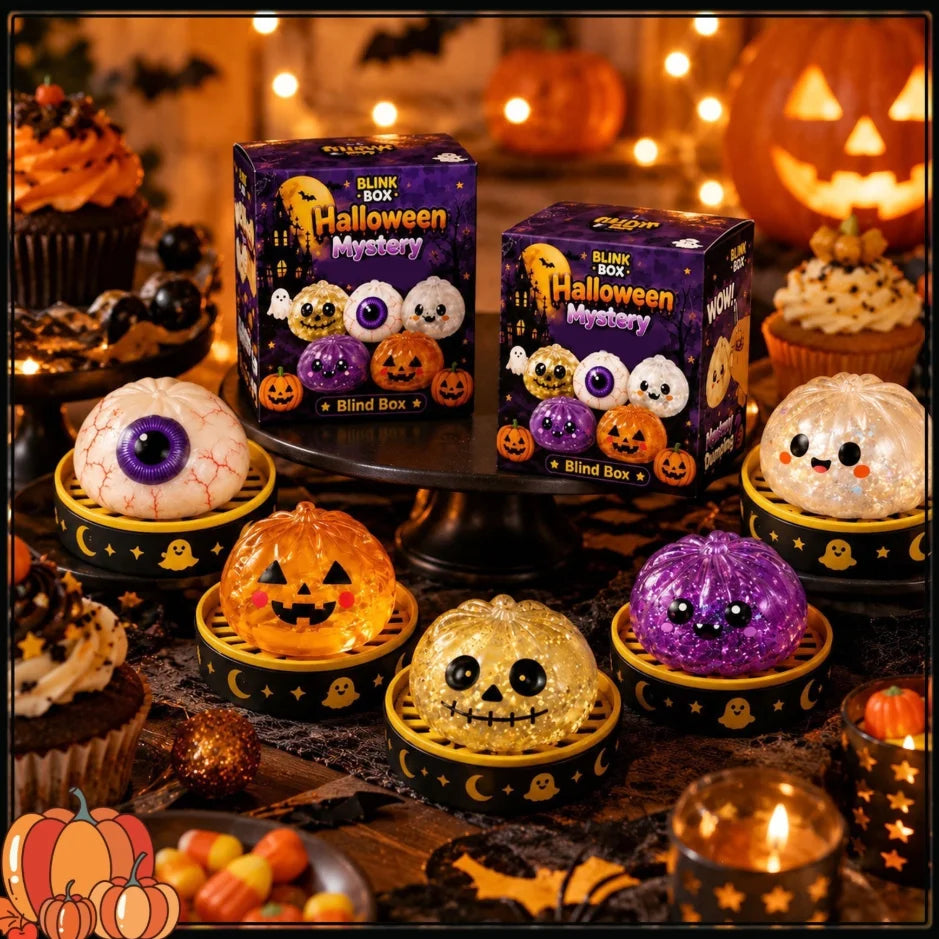 5.5cm/10cm Halloween Ghost Dumpling Pressure Squishies Slow Rising Stress Relief Fidget Toy for Kids Adults Anti-Anxiety Gift