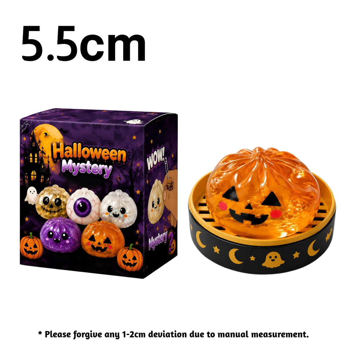 5.5cm/10cm Halloween Ghost Dumpling Pressure Squishies Slow Rising Stress Relief Fidget Toy for Kids Adults Anti-Anxiety Gift