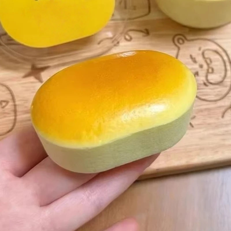 1Y-1PC Squishy Realistic Cheese Cake Slow Rebound Stress Relief Decompression Semi-Cooked Cheese Prank Toys Sticky Fingers