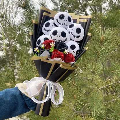 Halloween Jack Skellington Plush Doll Toy With Flowers Bouquet Stuffed Animals Valentine Christmas Graduation Gift