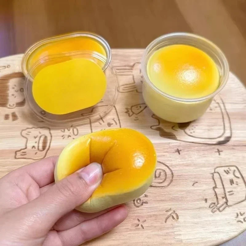 1Y-1PC Squishy Realistic Cheese Cake Slow Rebound Stress Relief Decompression Semi-Cooked Cheese Prank Toys Sticky Fingers