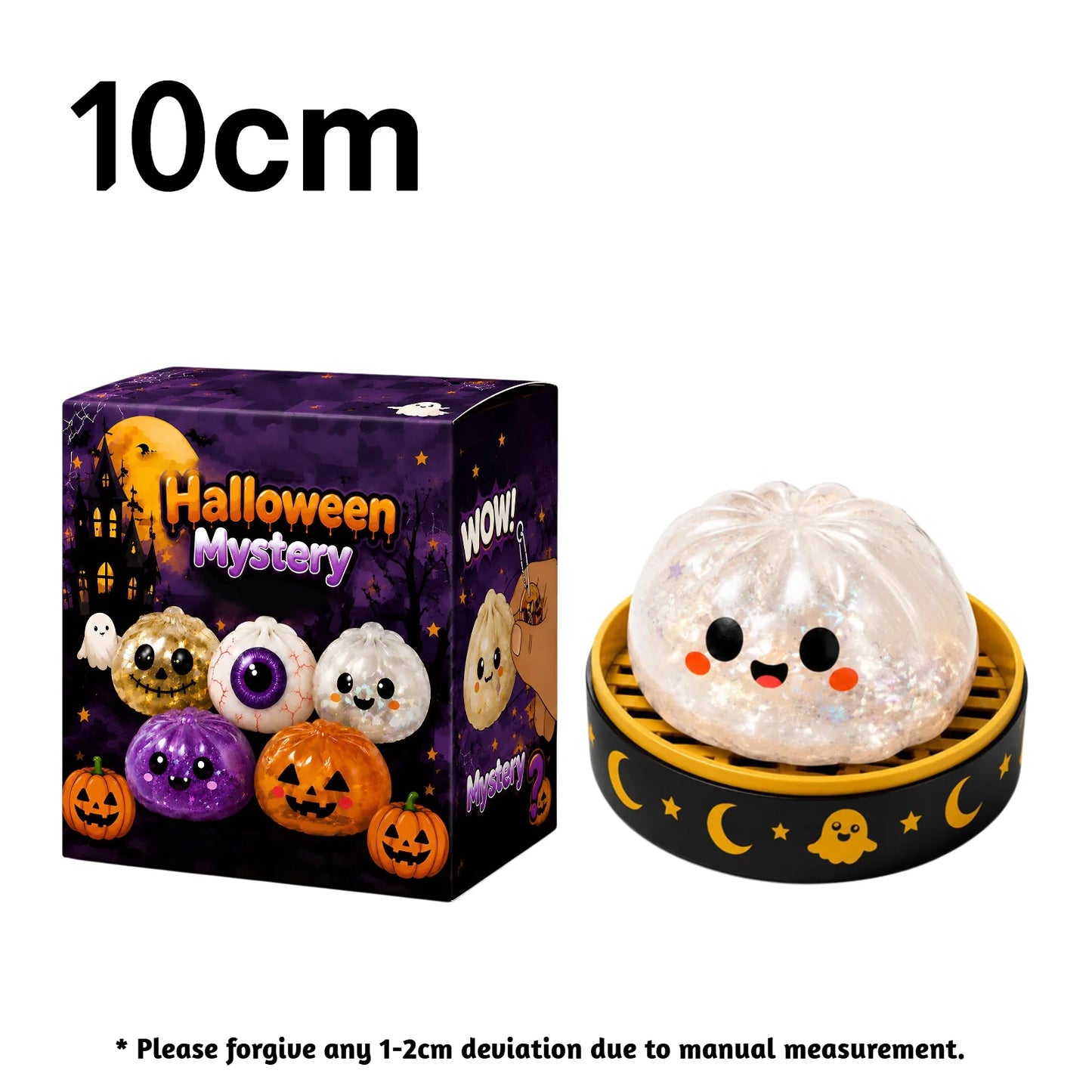 5.5cm/10cm Halloween Ghost Dumpling Pressure Squishies Slow Rising Stress Relief Fidget Toy for Kids Adults Anti-Anxiety Gift