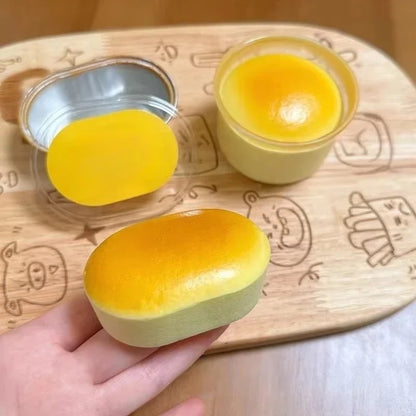 1Y-1PC Squishy Realistic Cheese Cake Slow Rebound Stress Relief Decompression Semi-Cooked Cheese Prank Toys Sticky Fingers
