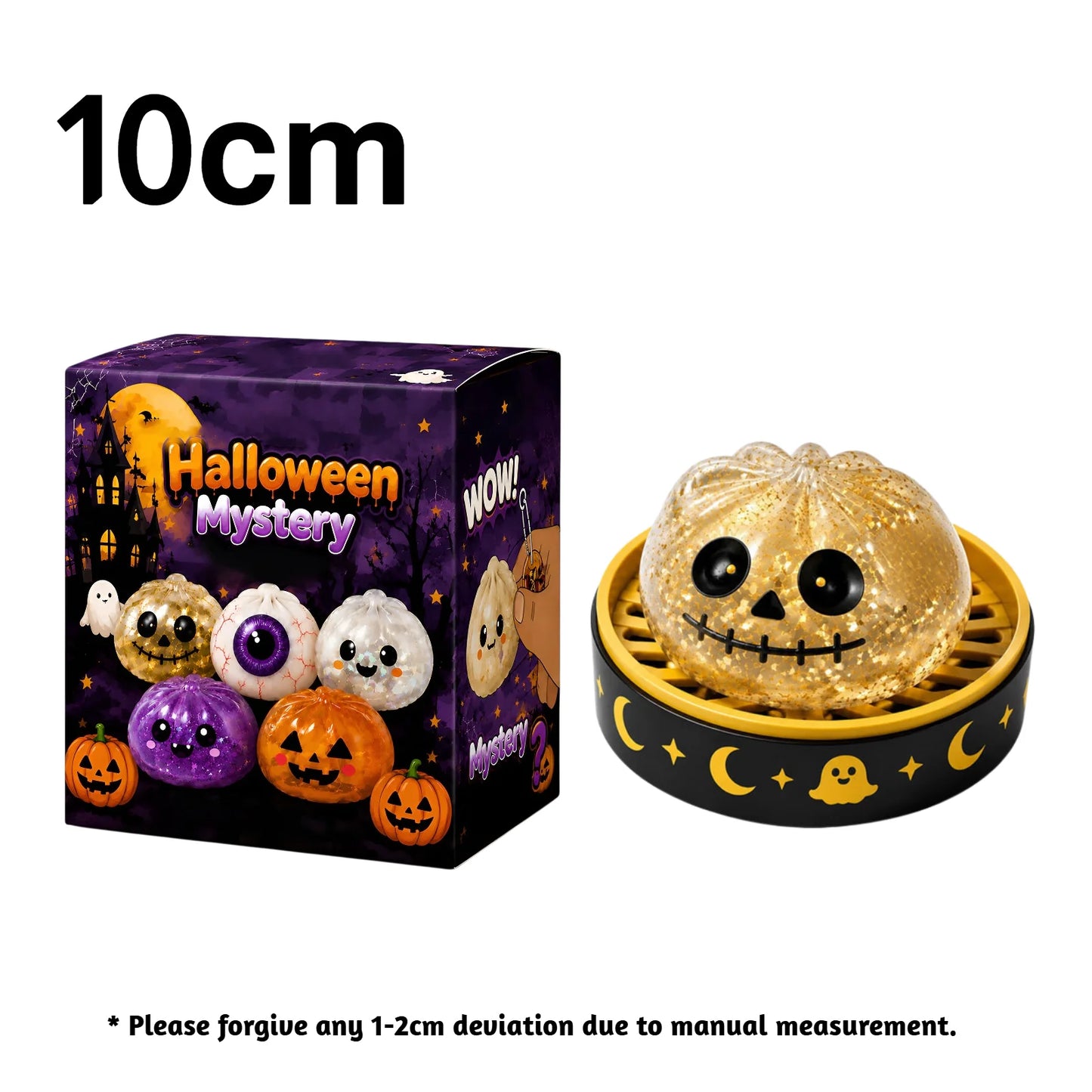 5.5cm/10cm Halloween Ghost Dumpling Pressure Squishies Slow Rising Stress Relief Fidget Toy for Kids Adults Anti-Anxiety Gift