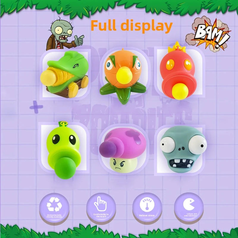 Plant Vs. Zombie Pea Shooter Prank Toys Zombies Blowing Bubbles and Bursting Eyes Decompressing Pinching Toy Prank Toy Idea Gift