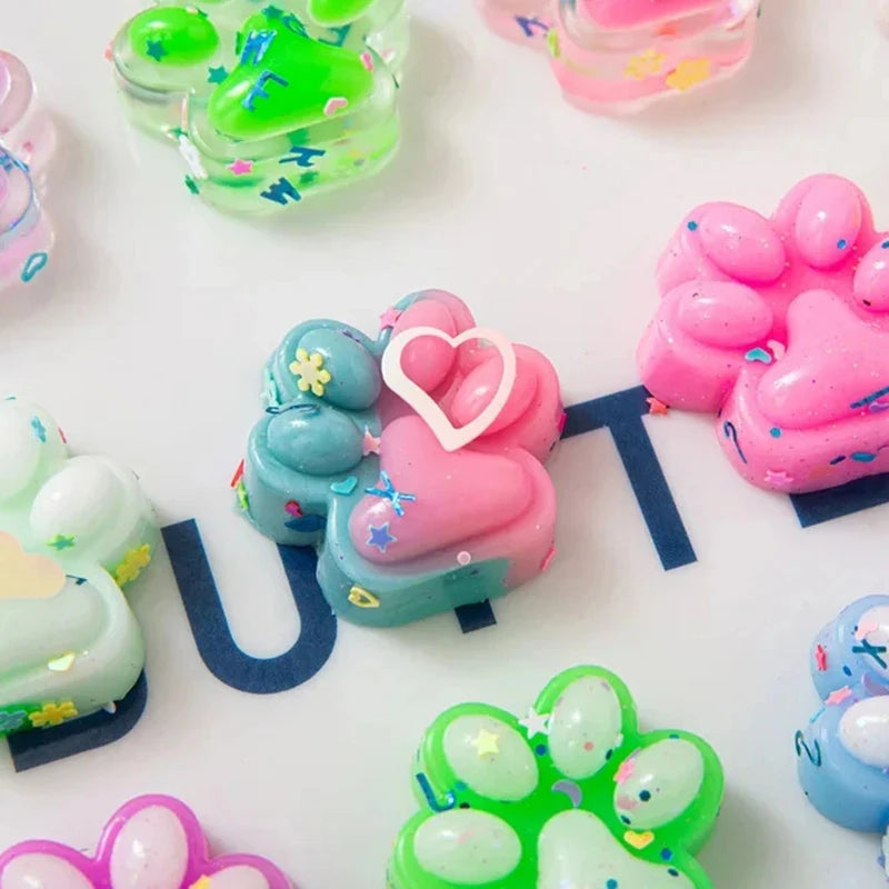 10Pcs Mini Cute Cat Claw Squishy Fidget Toys Plush Stress Relief Pinch Toys for Halloween Christmas Party Favors Goodie Bag
