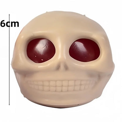 Halloween Stress Balls Squeeze Skull Toys Fidget Decompression Toys Squeeze Skulls with Blood and Maggots Halloween Prank Toys