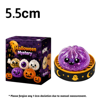 5.5cm/10cm Halloween Ghost Dumpling Pressure Squishies Slow Rising Stress Relief Fidget Toy for Kids Adults Anti-Anxiety Gift