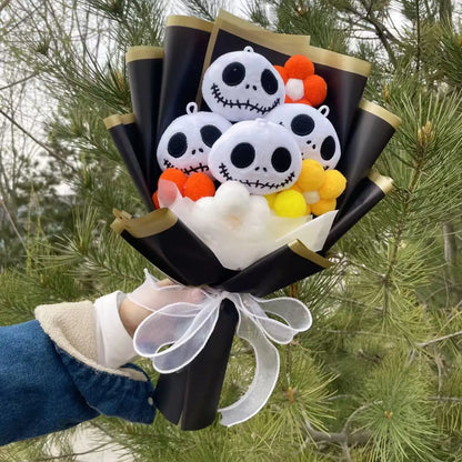 Halloween Jack Skellington Plush Doll Toy With Flowers Bouquet Stuffed Animals Valentine Christmas Graduation Gift